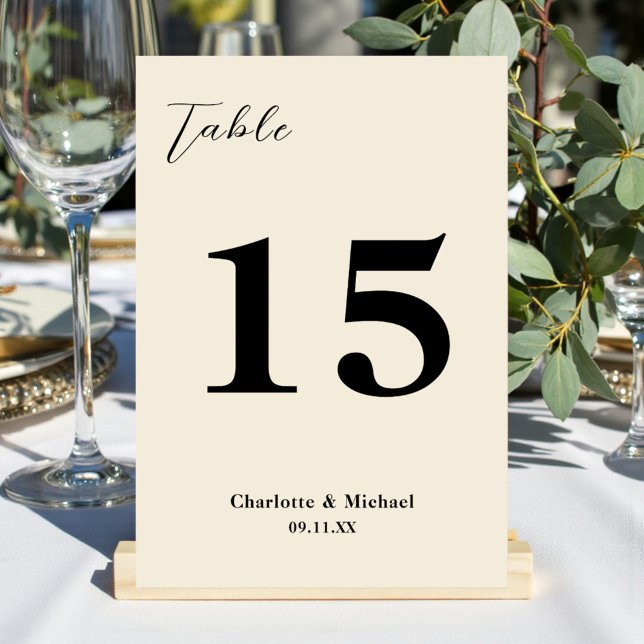 Natural White Minimalist Wedding Tischnummer (Von Creator hochgeladen)