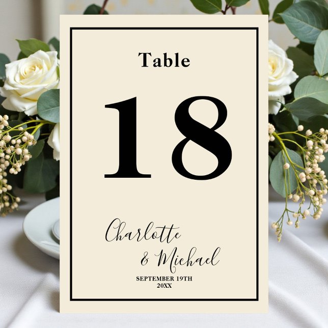 Natural White Script Minimalist Wedding Tischnummer (Von Creator hochgeladen)