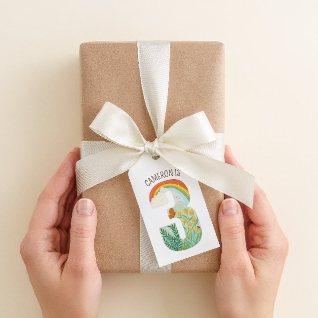 Natural Wonder Dritter Geburtstag Vielen Dank Geschenkanhänger (young wild and three themed birthday gift tag)