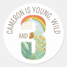 Natural Wonder Young Wild und Three Birthday Runder Aufkleber