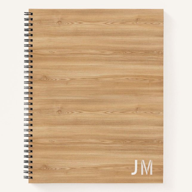 Natural Wood Monogram Notizbuch (Vorderseite)