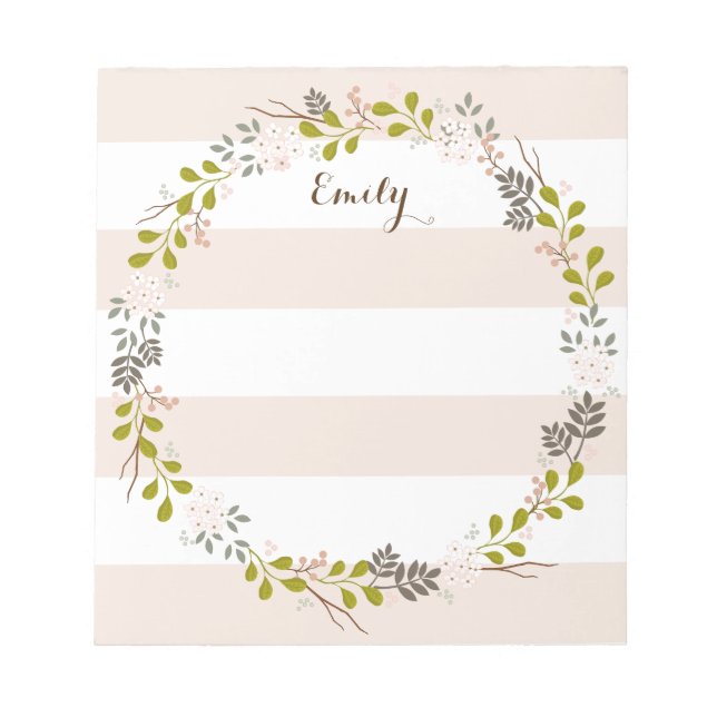 Natural Woodland Floral Personalisiert Notepad Notizblock (Vorderseite)