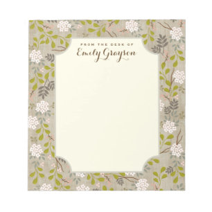 Natural Woodland Floral Personalisiert Notepad Notizblock