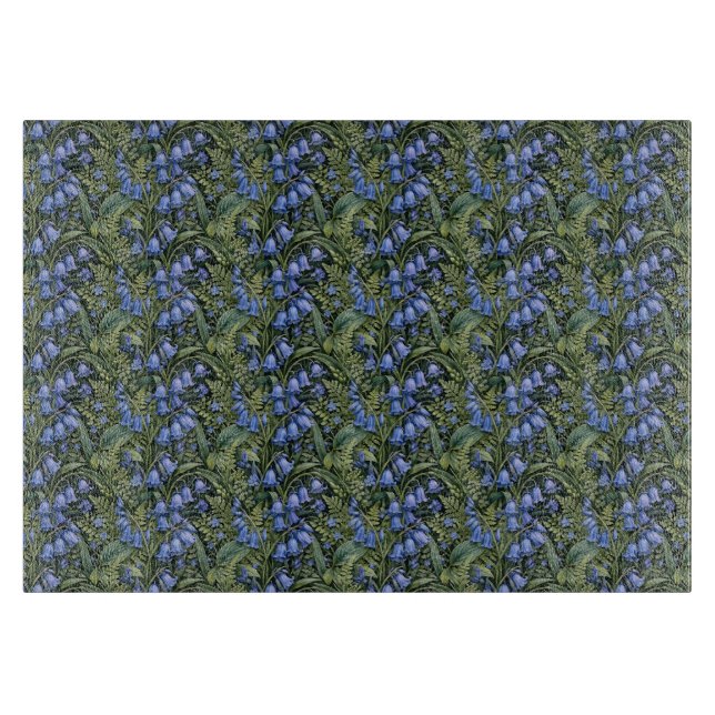 Naturalistische Blauglöckchen-Blattillustration Schneidebrett (Vorderseite)