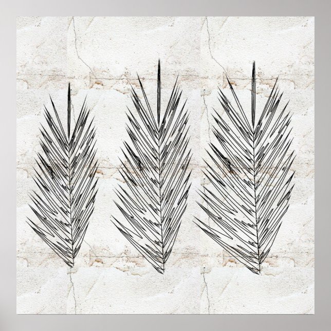 Naturals Wall Abstrakt Palm Blätter Zeichnend Poster (Vorne)
