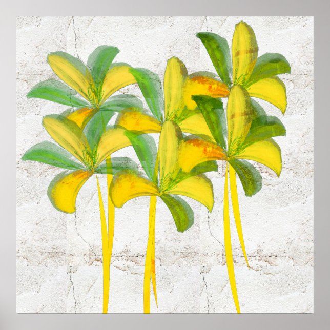 Naturals Watercolor Lilies Rustic Poster (Vorne)