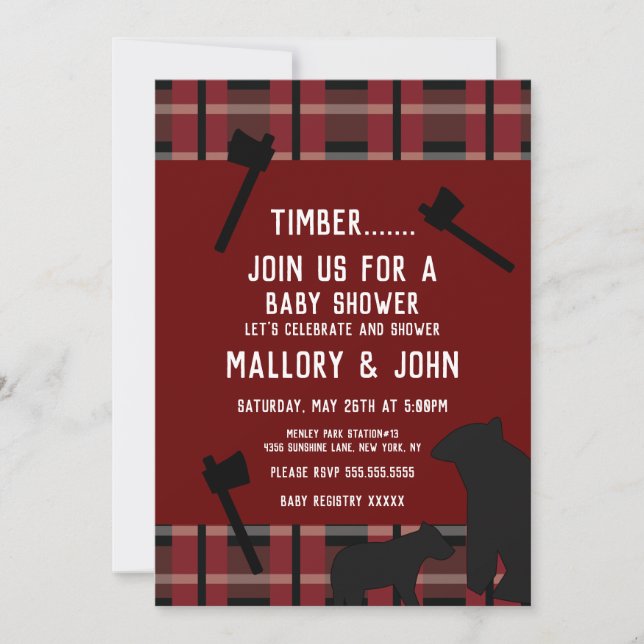 Naturbär und Ax Lumbarjack Fall Einladung (Vorderseite)