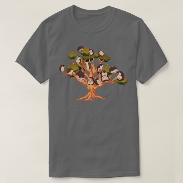 Naturbaum Niedlicher Wald Tier Igel T-Shirt (Design vorne)