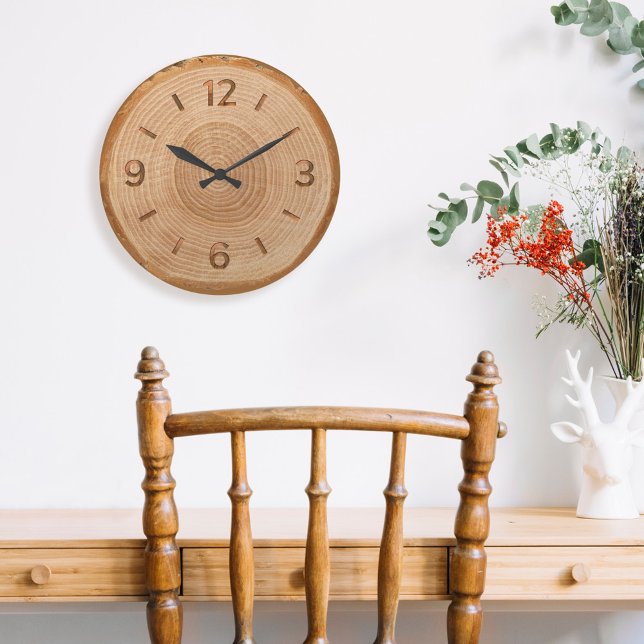 Naturbaumholz Slice Brown Rustikales Holzkorn Große Wanduhr (Von Creator hochgeladen)