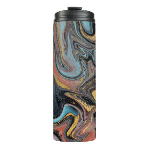 Naturblau und grüner Marmor mit goldenem Glitzer Thermosbecher