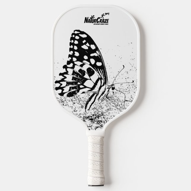NaturCraze B&W Butterfly Paddel Pickleball Schläger (Vorderseite)