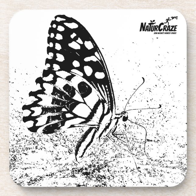 NaturCraze (B&W) Schmetterling-Untersetzer aus har Getränkeuntersetzer (Vorderseite)