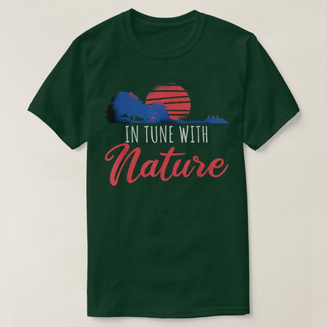 Nature And Music Guitar Trees Retro  T-Shirt (Design vorne)