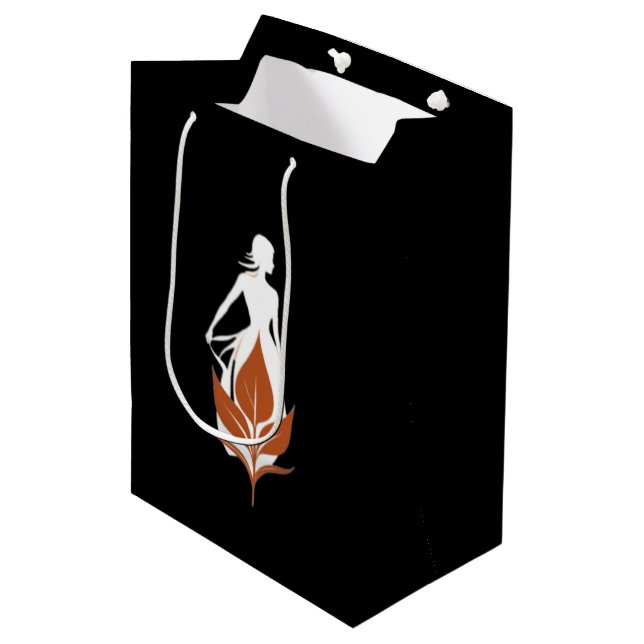 Nature and Woman Silhouette Elegant Feminine Art  Mittlere Geschenktüte (Vorderseite Schrägansicht)