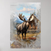 *~* Nature AP49 MOOSE Künstlerisch Cabin Sparkle S