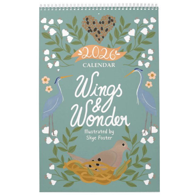 Nature Art Calendar with Backyard Birds & Flowers Kalender (Titelbild)