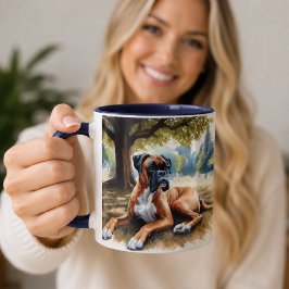 Nature Boxer Hund in Aquarell  Tasse