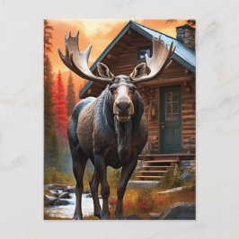 *~* Nature Cabin STREAM AP49 MOOSE Forest Postkarte
