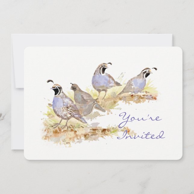 Nature California Quail Bird Birthday Party Einladung (Vorderseite)