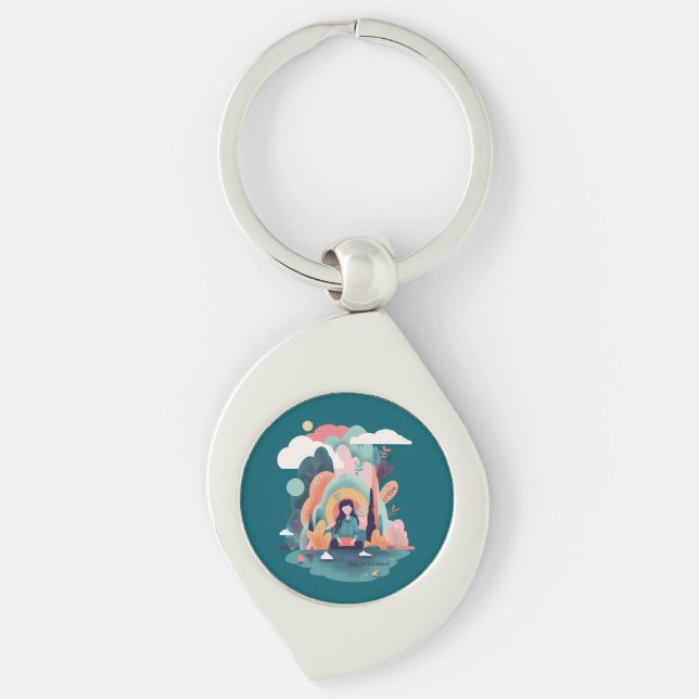 Nature Calm Aesthetic Art Keychain Schlüsselanhänger (Vorderseite)