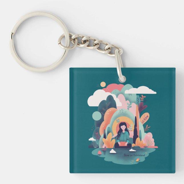 Nature Calm Aesthetic Art Keychain Schlüsselanhänger (Vorderseite)