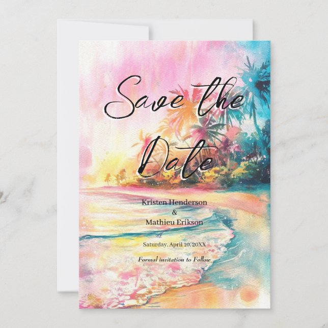 Nature Chic Beach Wedding Save The Date (Vorderseite)