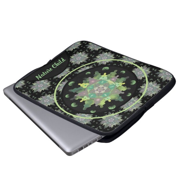 Nature Child Mandala Pattern Laptopschutzhülle (Vorne Knopf)