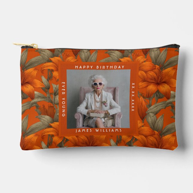 Nature Custom Lilies Flower Women Birthday Zubehörtasche (Vorderseite)