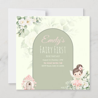 Nature Cute Flower Fairy 1st Birthday Invitation Magneteinladung