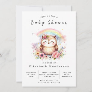 Nature Digital Owl Baby Dusche Einladung