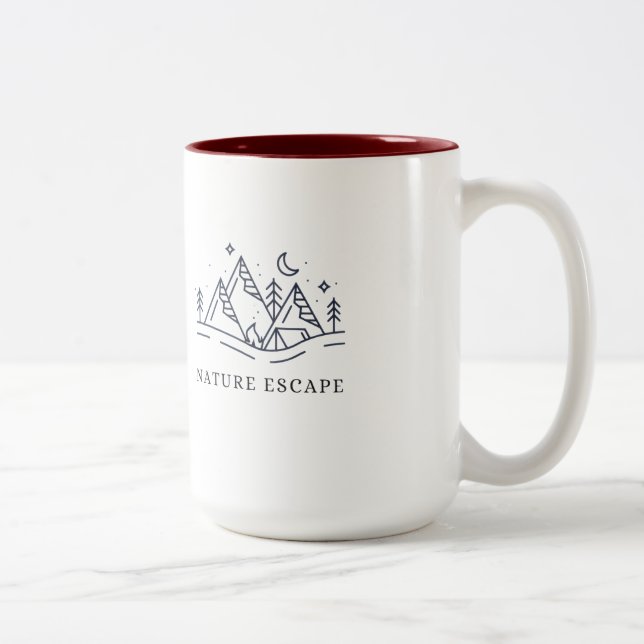 Nature Escape Camping Illustration Zweifarbige Tasse (Rechts)