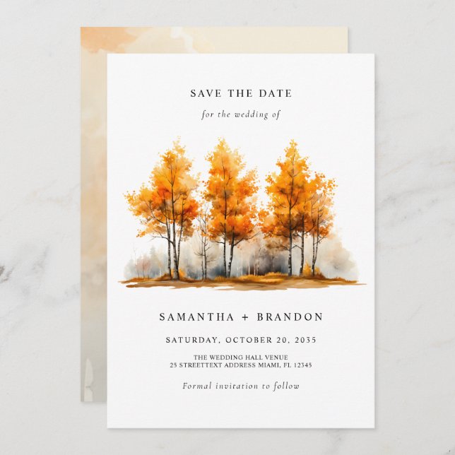 Nature Fall Landscape Hochzeit Save The Date (Vorne/Hinten)