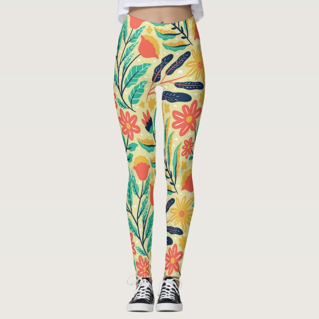 Nature Foliage: Blumenmuster nahtlos Muster. Leggings (Vorderseite)