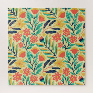 Nature Foliage: Blumenmuster nahtlos Muster. Puzzle