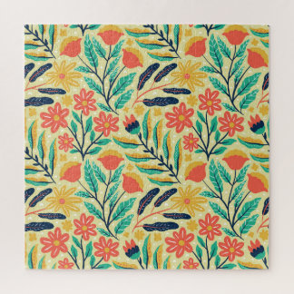 Nature Foliage: Blumenmuster nahtlos Muster. Puzzle
