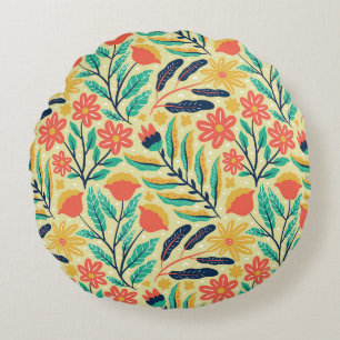 Nature Foliage: Blumenmuster nahtlos Muster. Rundes Kissen