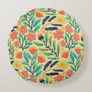 Nature Foliage: Blumenmuster nahtlos Muster. Rundes Kissen