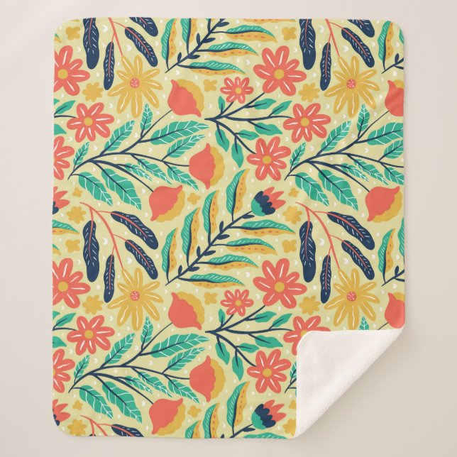 Nature Foliage: Blumenmuster nahtlos Muster. Sherpadecke (Vorderseite)