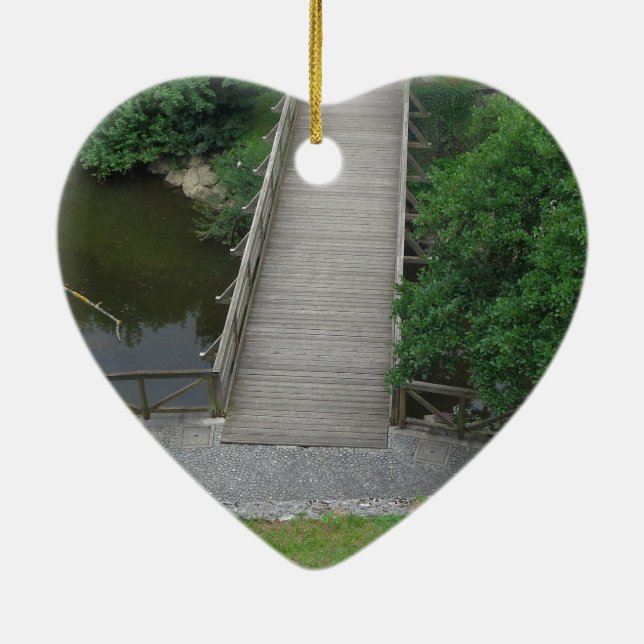 Nature Fotogray Park Bridge Trees Green Keramikornament (Hinten)