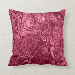 Nature Glitzer Abstrakt Pink Candy Burgundy Kissen