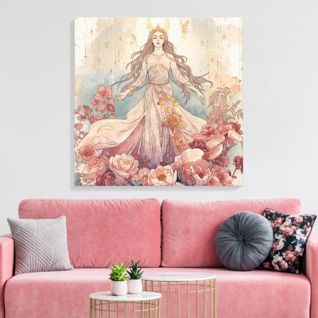 Nature Goddess Boho Wall Art  Leinwanddruck (Insitu (Wohnzimmer))