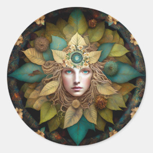 Nature Goddess Mandala Runder Aufkleber