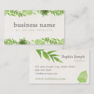 Nature Green Blätter auf Khaki Business Card Visitenkarte