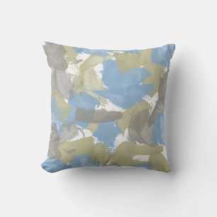 Nature Green, Blue, Gray Splash Paint Strokes Kissen