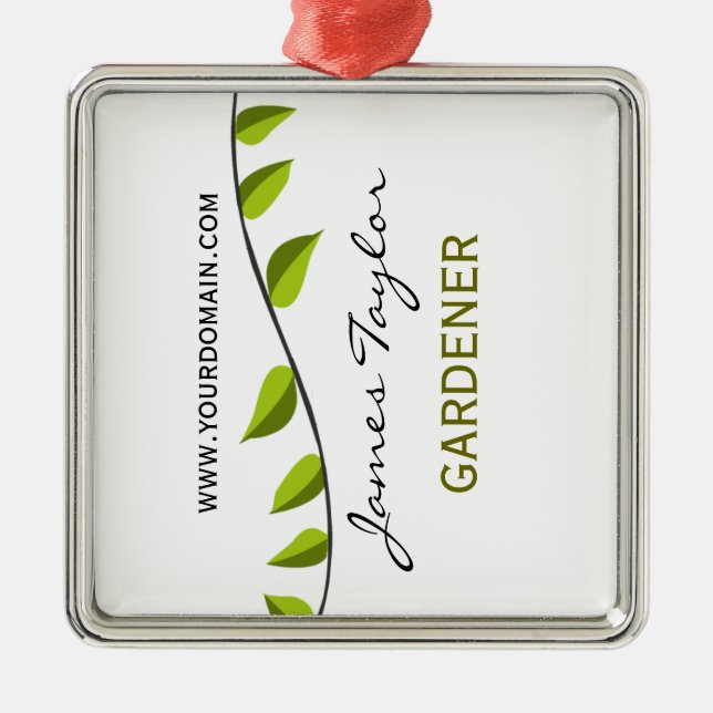 Nature Green Branch Leaf Sommergartengarten Silbernes Ornament (Vorne)