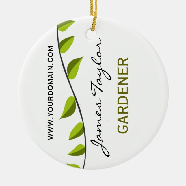 Nature Green Branch Leaf Sommergartengarten Silbernes Ornament (Vorne)