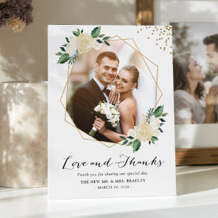 Nature Green Floral Wedding Foto Vielen Dank Dankeskarte