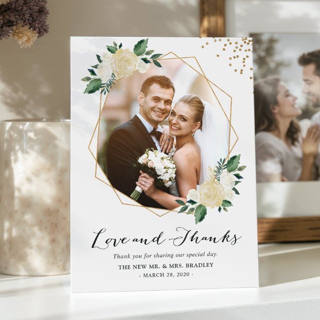 Nature Green Floral Wedding Foto Vielen Dank Dankeskarte (Von Creator hochgeladen)