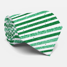 Nature Green White Horizontal Glitter Stripes Krawatte