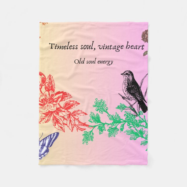 Nature Harmony Blanket – Birds, Trees & Butterfly  Fleecedecke (Vorderseite)